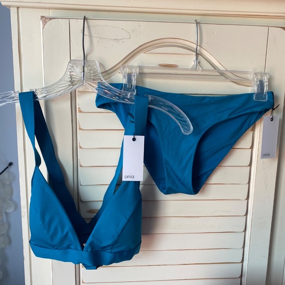 Onia dark teal bikini set Alexandra Top Lily Bottom Large New w Tags - Picture 4 of 16